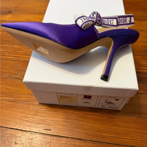 New in Box Authentic Dior J’adore Purple Slingback Heels size 39 - Picture 6 of 8